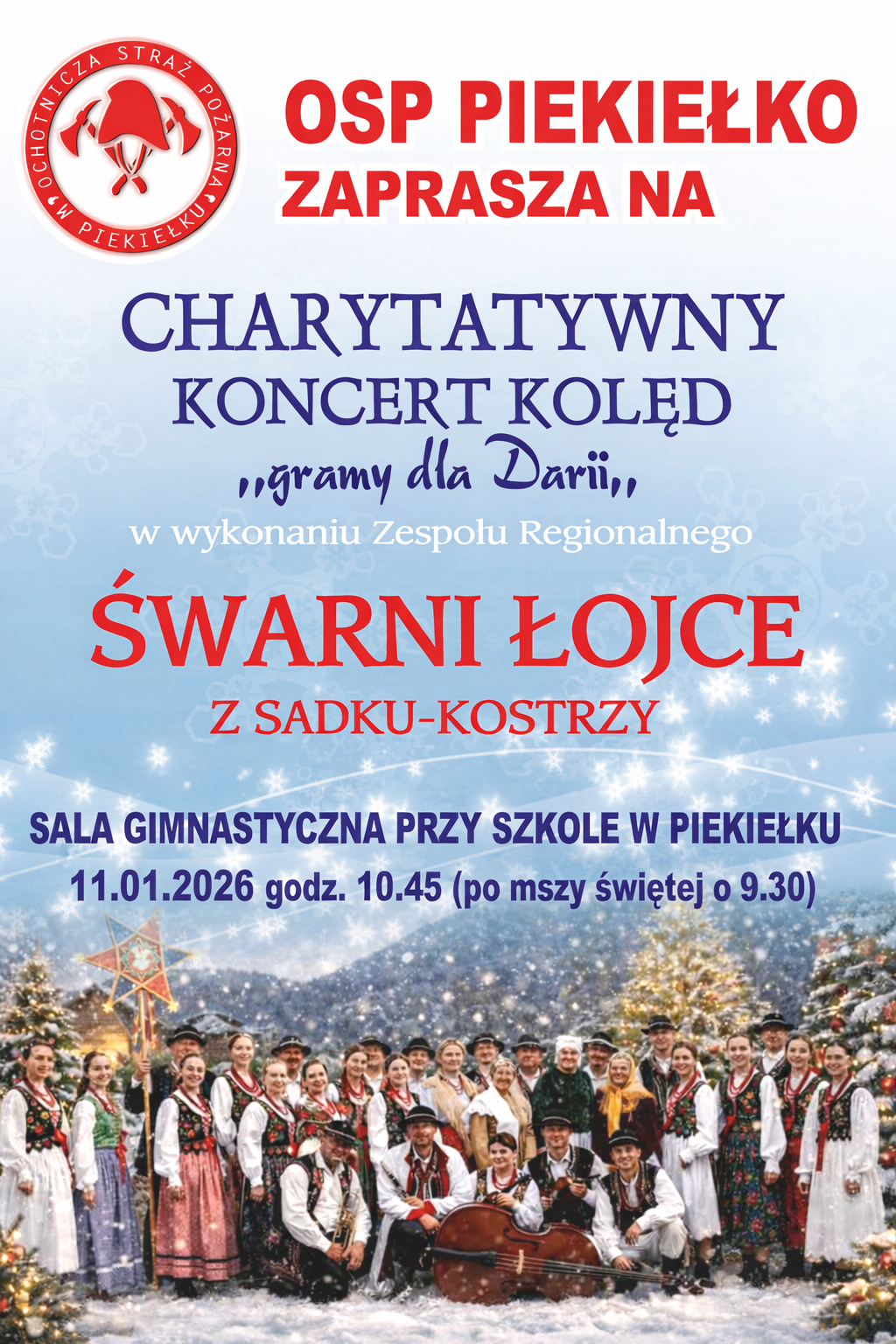 „GRAMY DLA DARII” – OSP Piekiełko zaprasza na coroczny charytatywny koncert kolędowy!