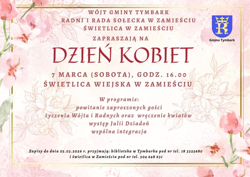 Zaproszenie dla Pań z Gminy Tymbark! Zapisy do 5 marca