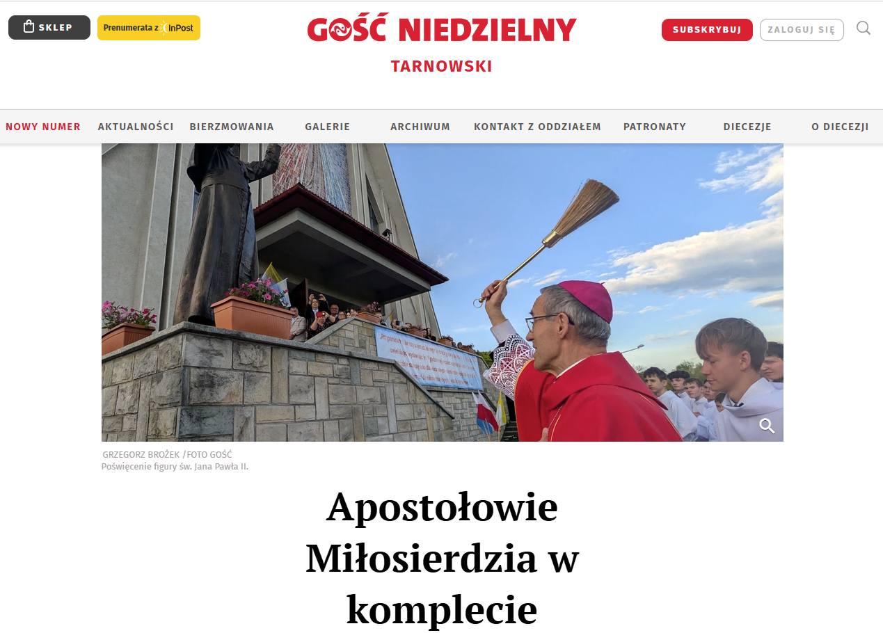 „Apostołowie Miłosierdzia w komplecie” – artykuł na portalu Gość Niedzielny – wydanie tarnowskie
