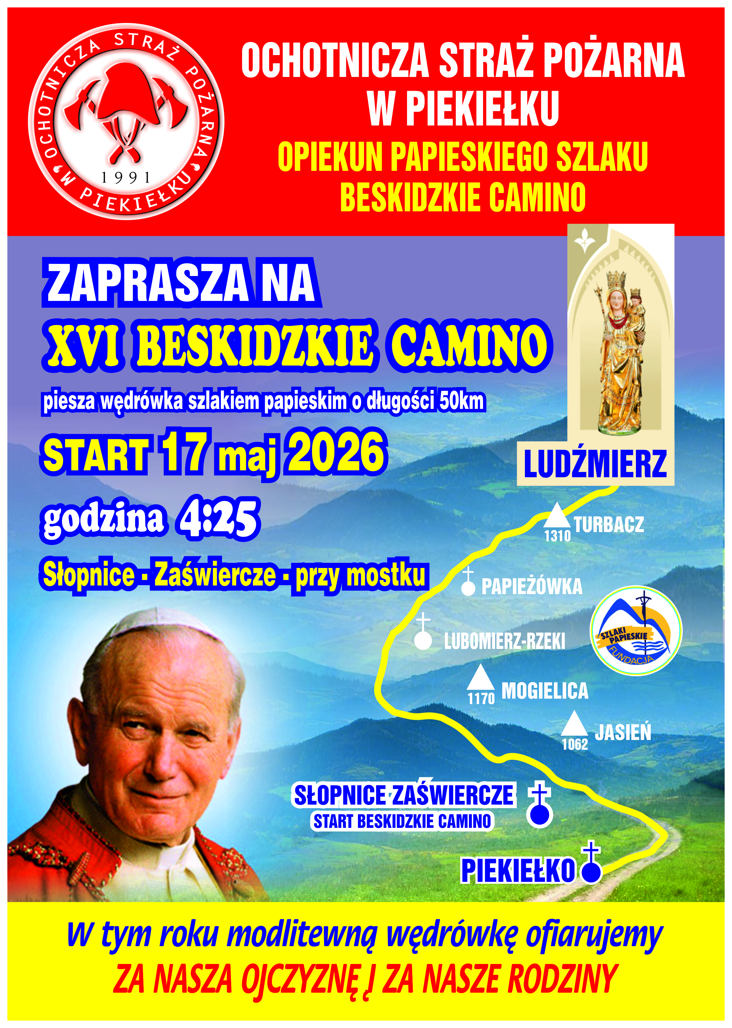 Zaproszenie na XVI BESKIDZKIE CAMINO (przypomnienie, CAMINO już w najbliższą niedzielę!)
