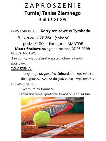 Zaproszenie na Turniej Tenisa Ziemnego dla amatorów