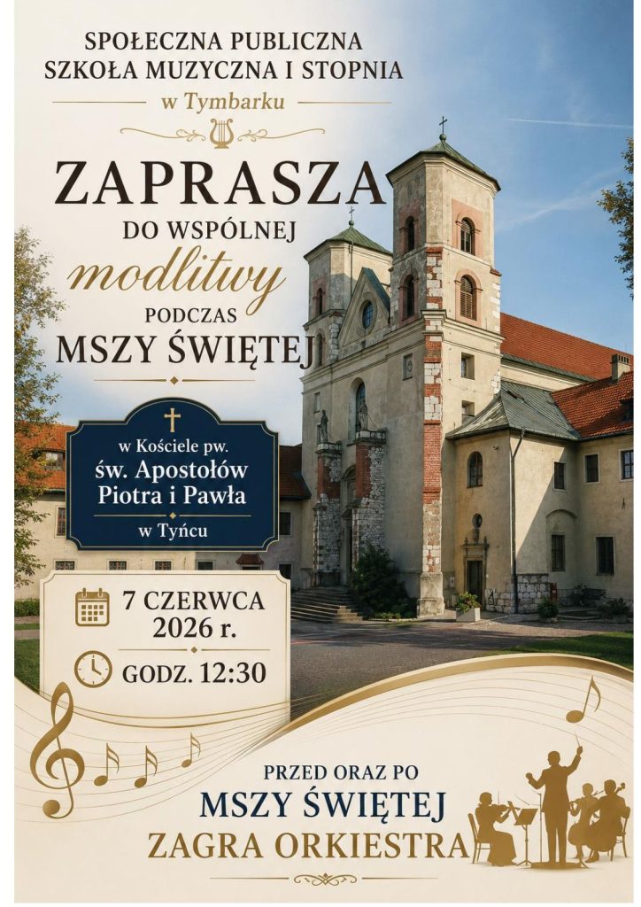 Orkiestra tymbarskiej szkoły muzycznej zagrała dzisiaj w kościele pw.Apostołów Piotra i Pawła w Tyńcu