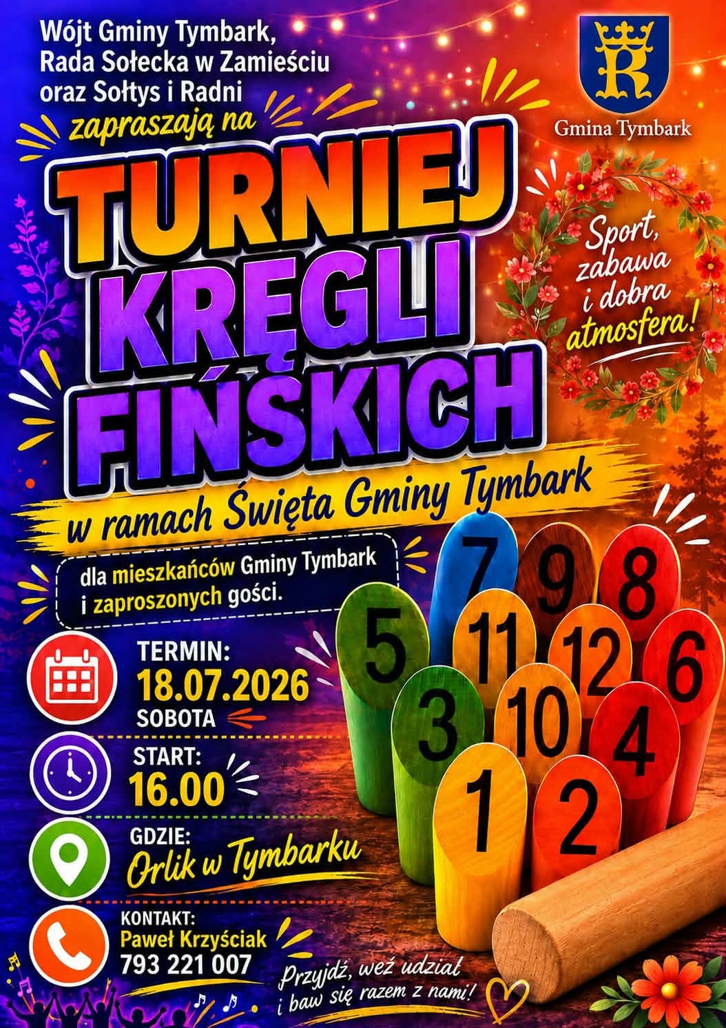 Zaproszenie na sobotni Turniej Kręgli Fińskich. „Przyjdź, weź udział i baw się z nami!” – zachęcają Organizatorzy!