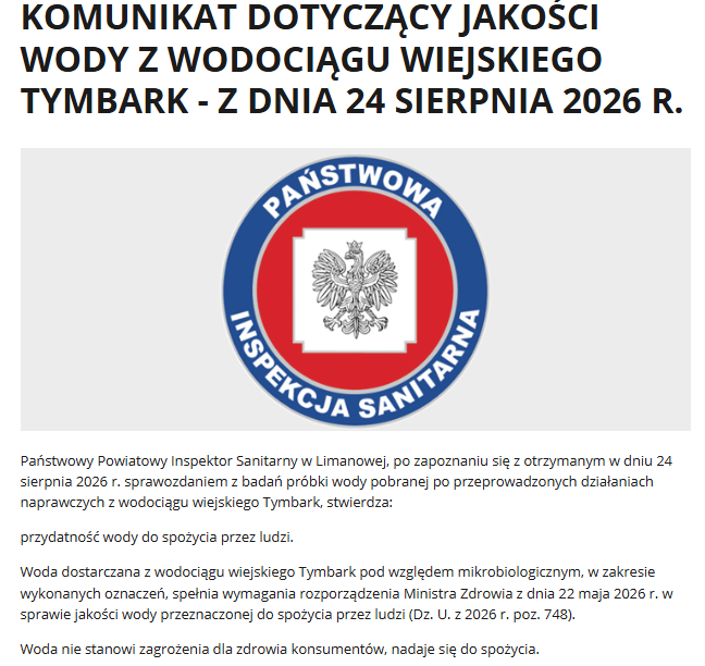 Komunikat limanowskiego Sanepidu