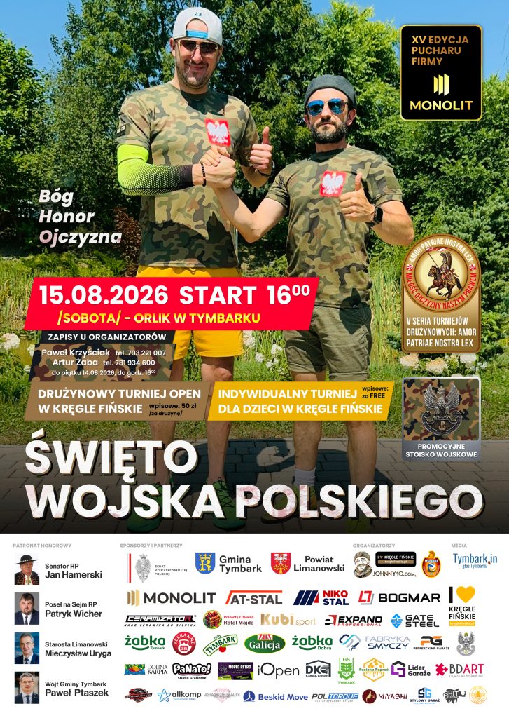 „Bóg, Honor, Ojczyzna” – zaproszenie na Turniej Kręgli Fińskich z okazji Święta Wojska Polskiego (15.08.26)