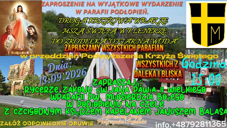 Parafia Podłopień: Droga Krzyżowa do „Wody Ofiarnej” pod Łopieniem