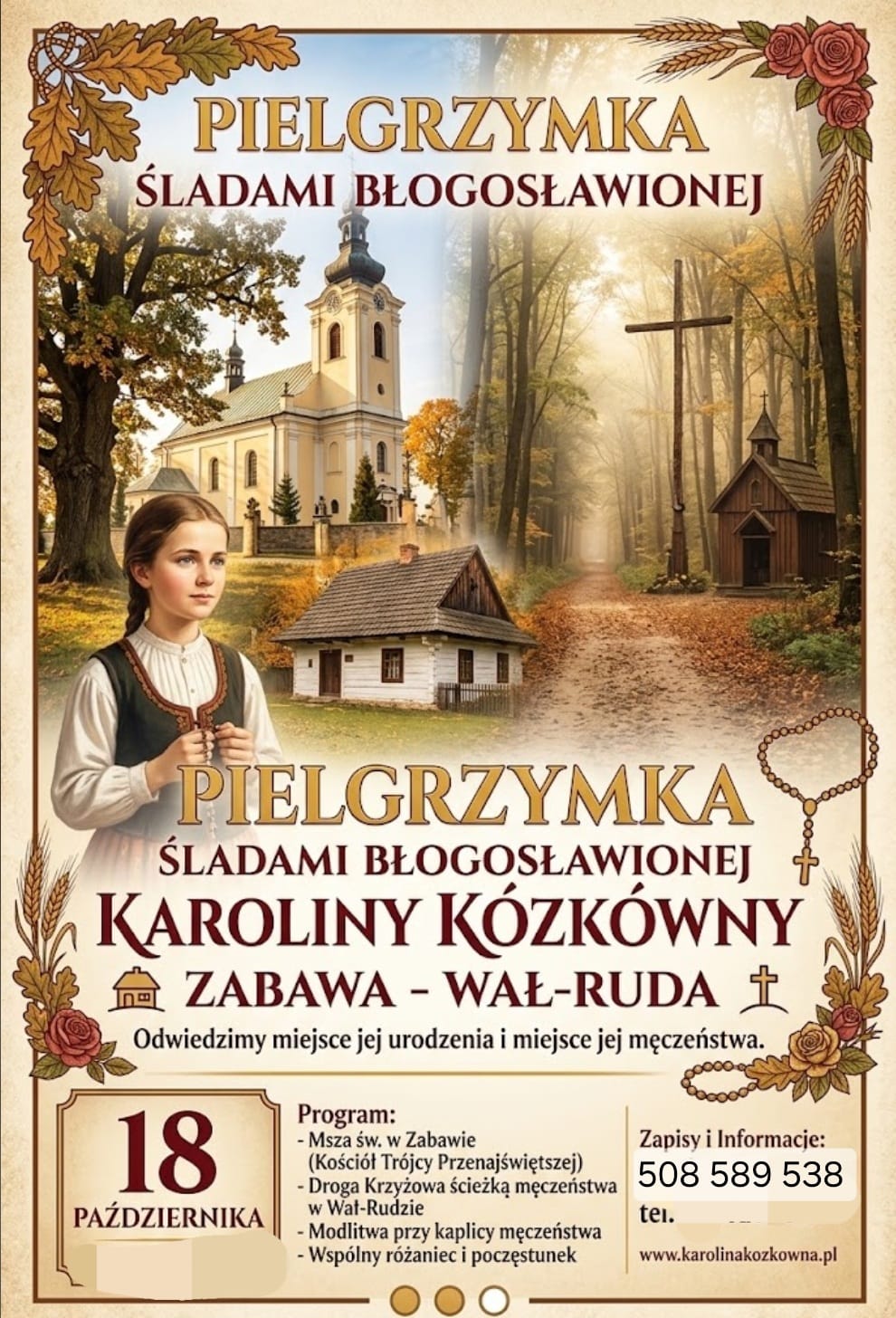 Zaproszenie do udziału w Pielgrzymce Śladami Błogosławionej Karoliny Kózkównej
